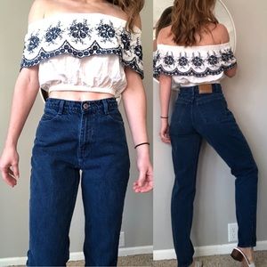 Vintage dark wash high waist mom jeans